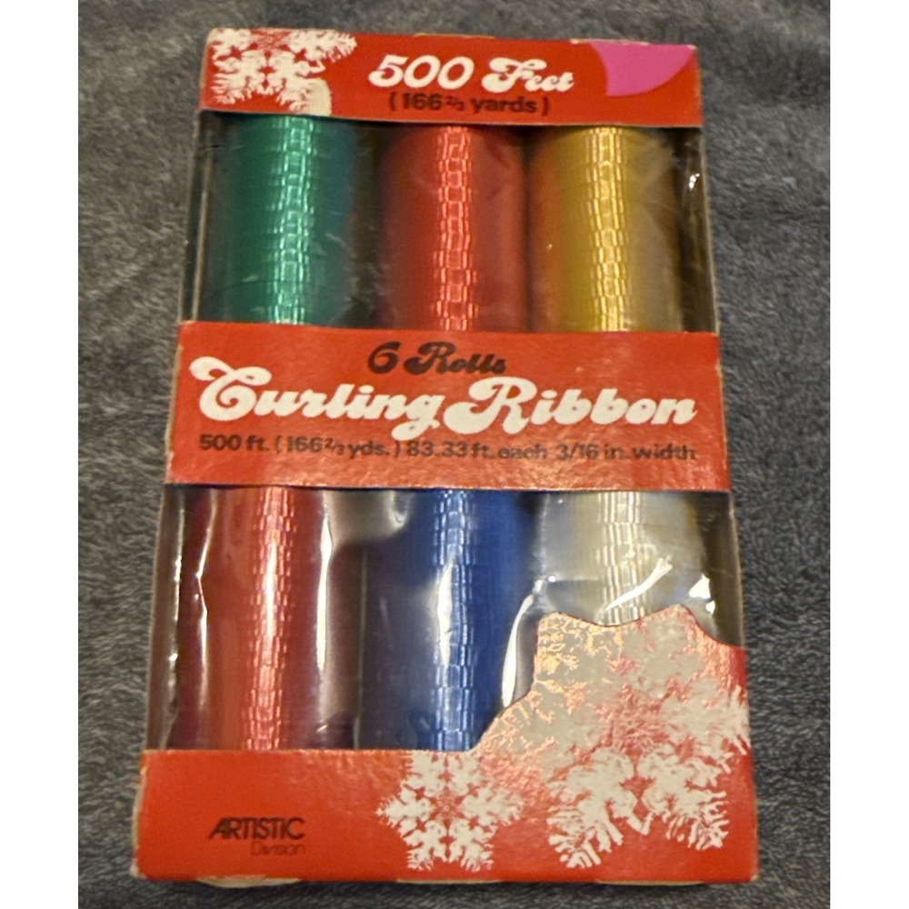 Vintage Curling Ribbon Christmas Packages Bows‎ 6 Rolls 500 Feet NOS